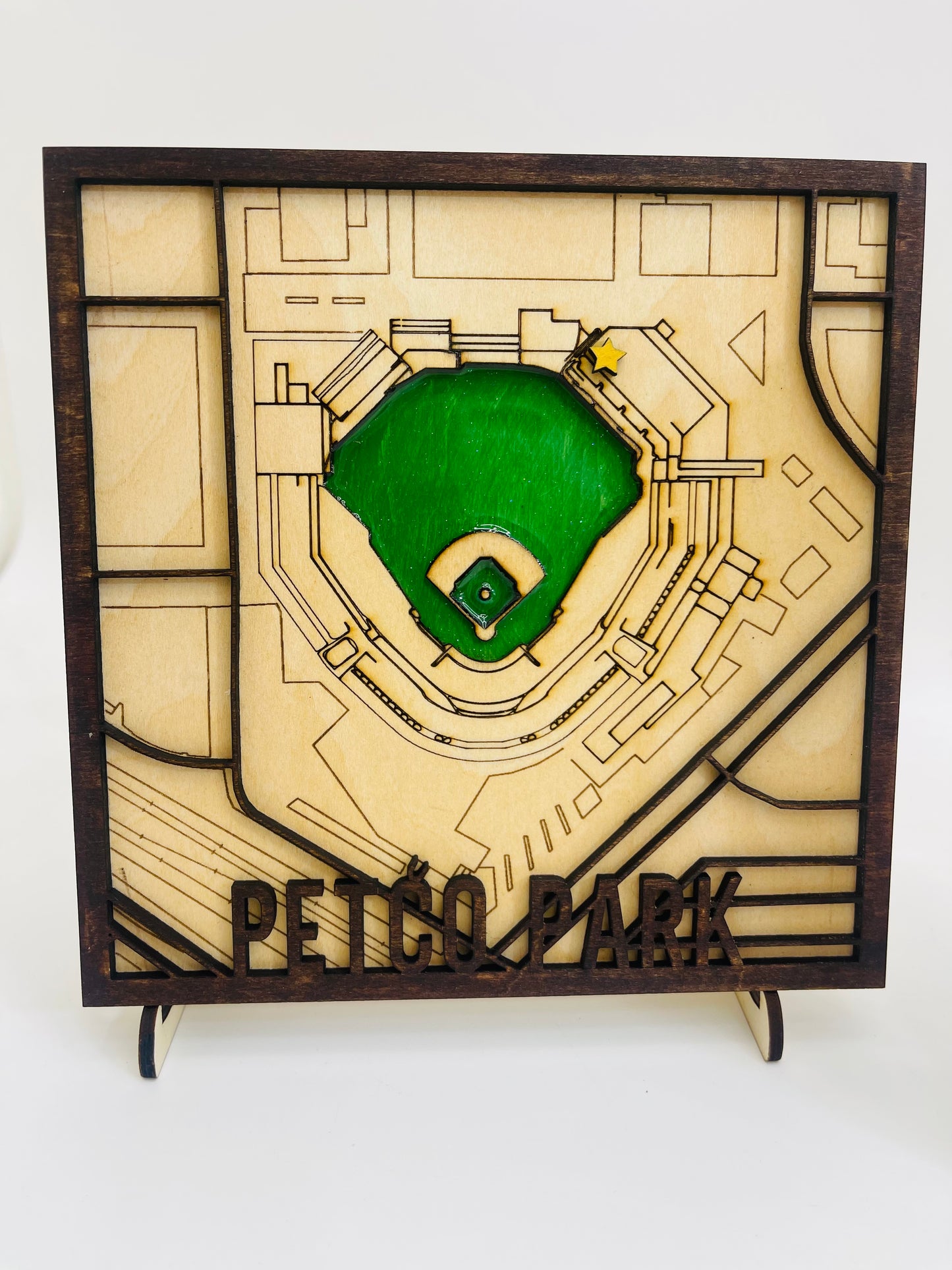 Custom Framed Square Map with City Name and Location Pin