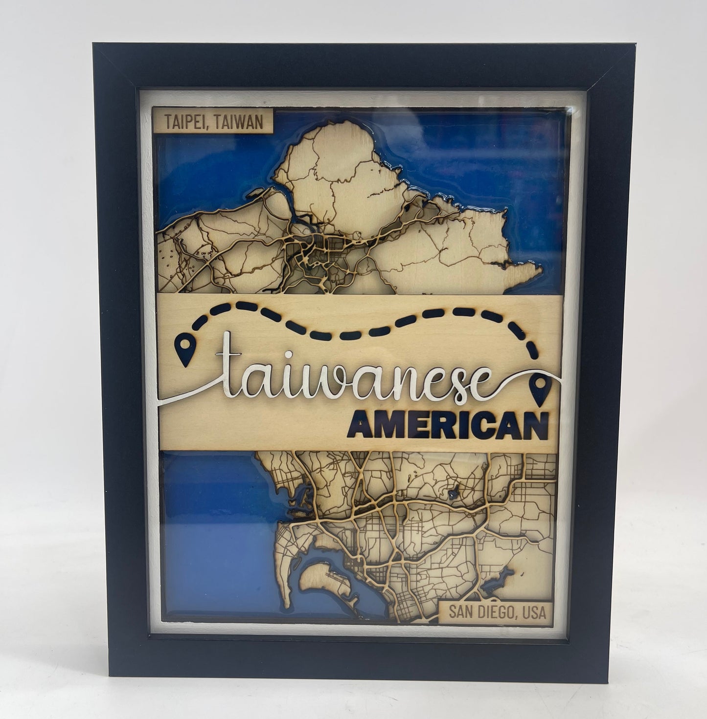 Custom Framed 8 x 10 Dual City Map