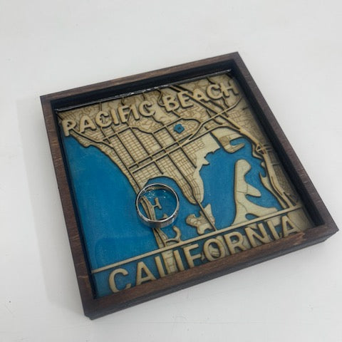 Custom Trinket & Ring Tray - Resin Filled Map Shadow Box Frame